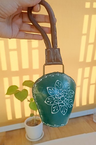 Rustic metal cow bell - rustic, leather