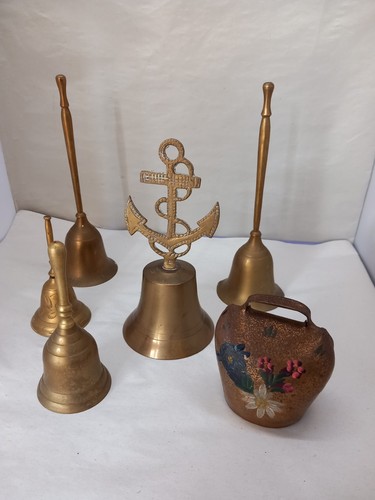 Vintage brass hand - brass, bell